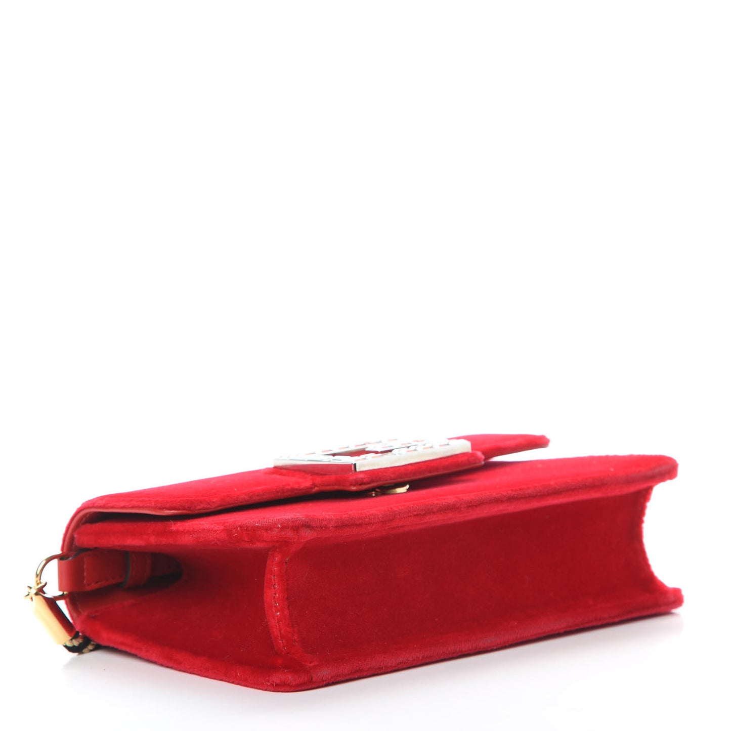 Velvet Crystal Square G Shoulder Bag Red