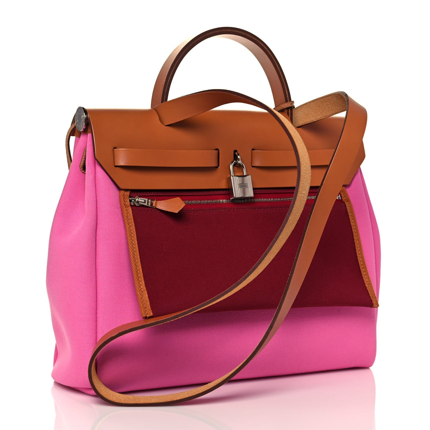 Hermes Toile Officier Vache Hunter Verso Herbag Zip PM 31 Bubblegum Rubis Naturel 3 of 12