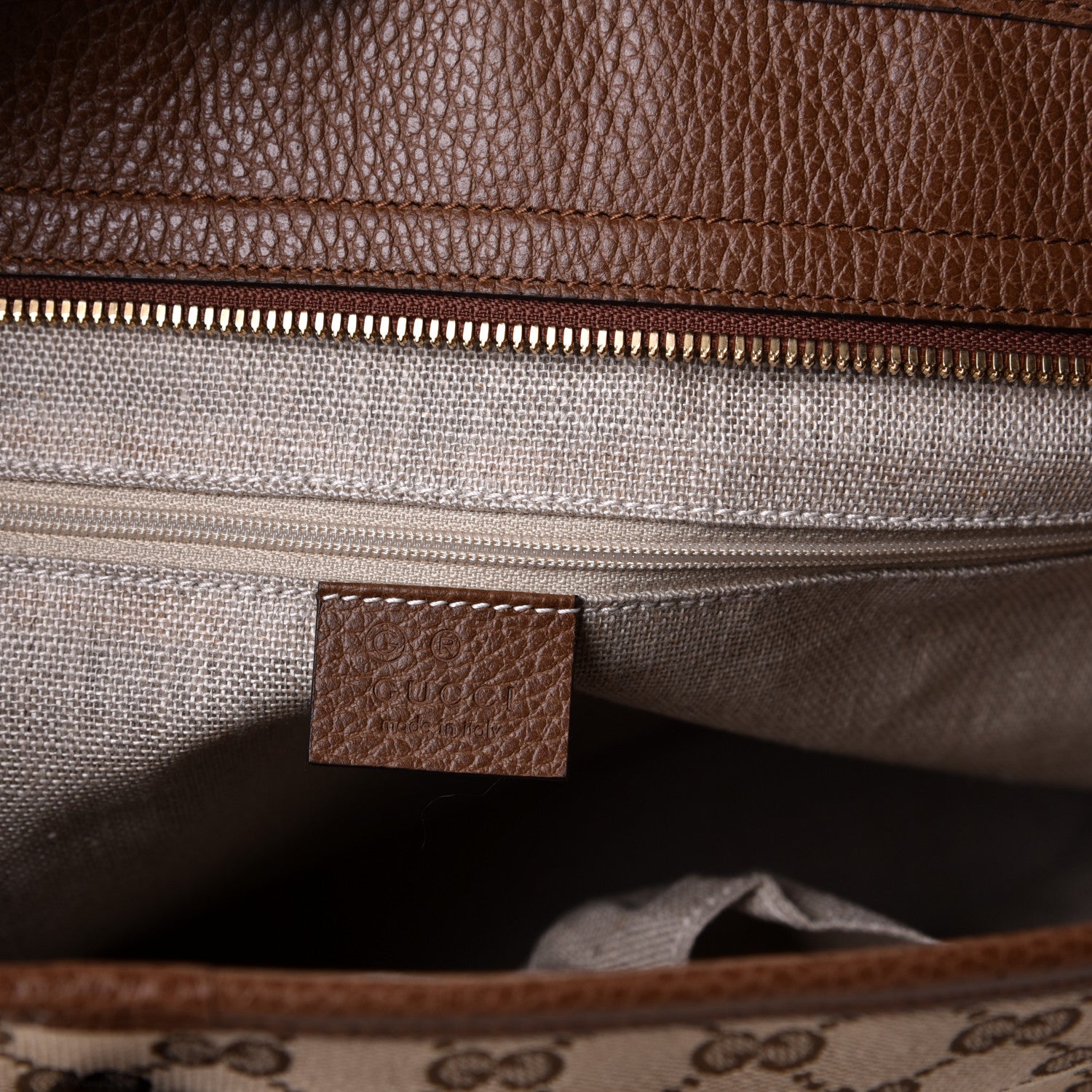 Gucci Monogram Medium Bree Zippered Tote Beige Tabacco 5 of 5