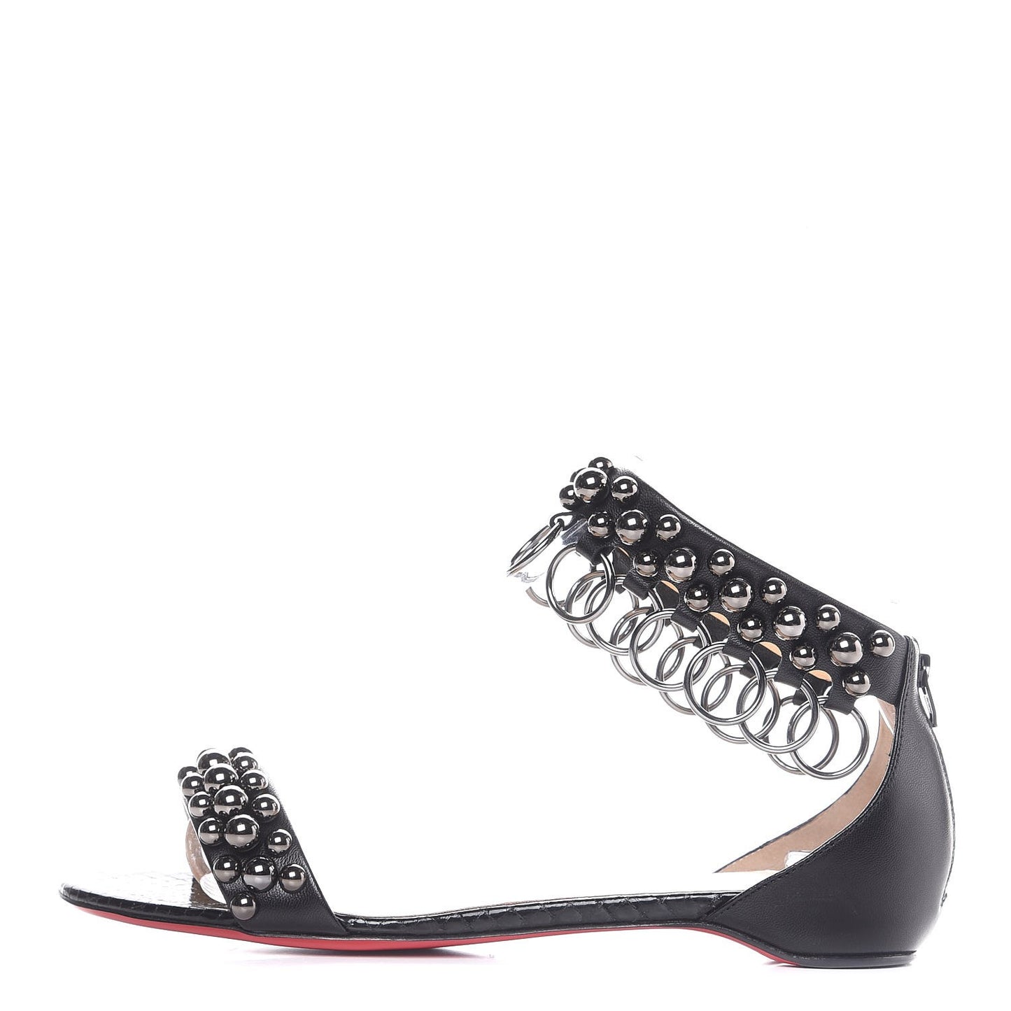 Shiny Nappa Lame Sirene Gypsoflat Sandals 37.5 Black