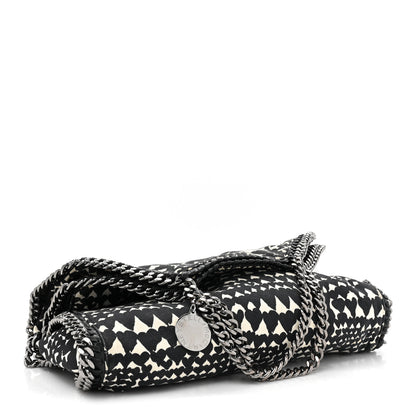 Stella McCartney Cotton Canvas Hearts Falabella Fold Over Tote Black White 4 of 12