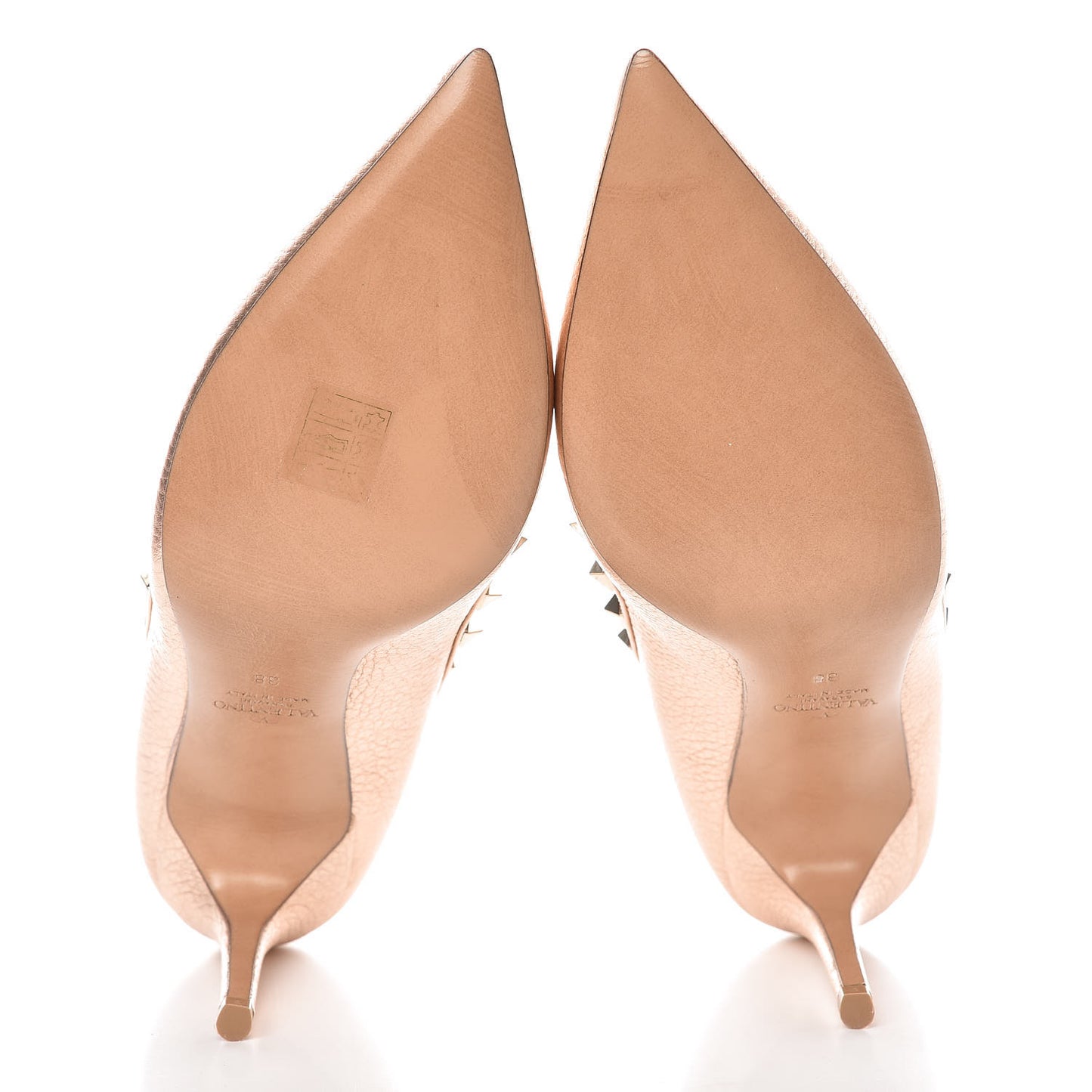 Pebbled Calfskin Rockstud 85mm Pumps 38 Rame