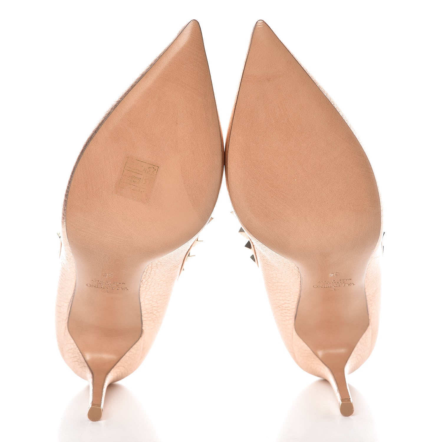Valentino Garavani Pebbled Calfskin Rockstud 85mm Pumps 38 Rame 5 of 9