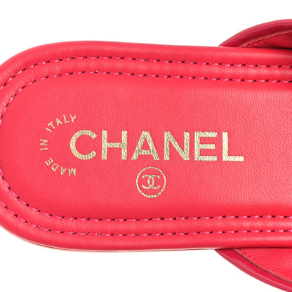 Chanel Patent Quilted CC Thong Sandals 40 Pink 9 of 10