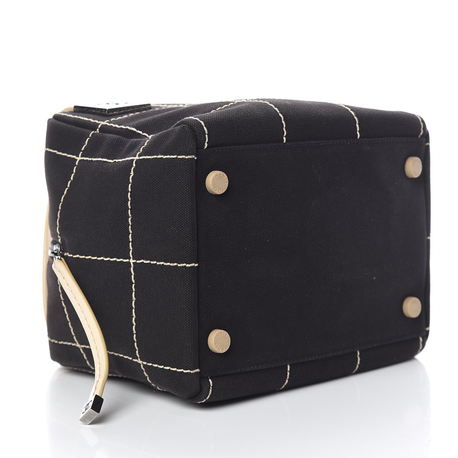 Chanel Canvas Square Stitched CC Tote Bag Black 4 of 13