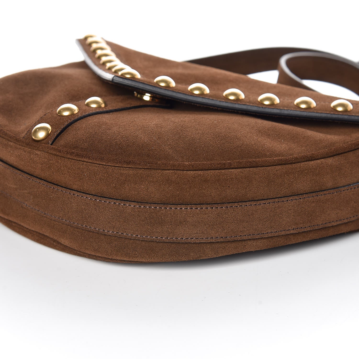 Saint Laurent Suede Y Studs Satchel Brown 6 of 10