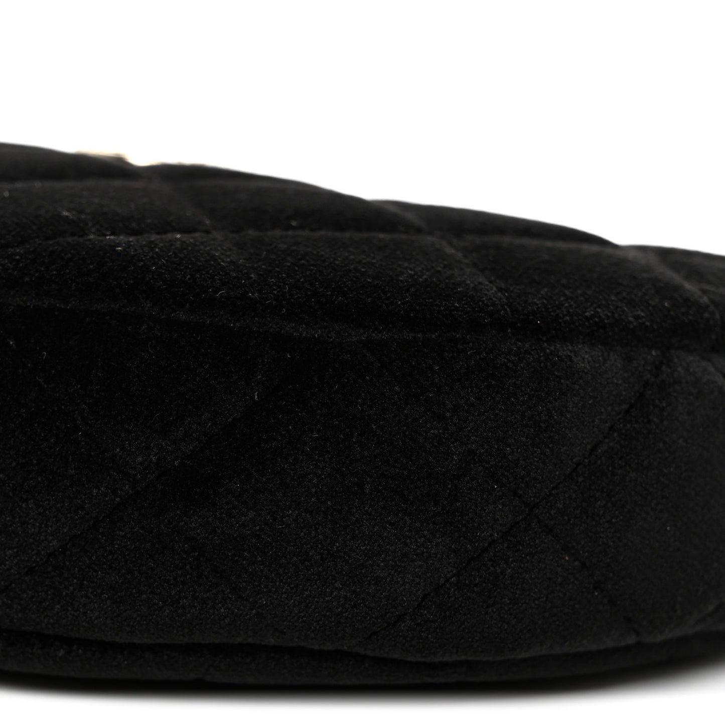 Velvet Crystal Quilted Chain Hobo Black