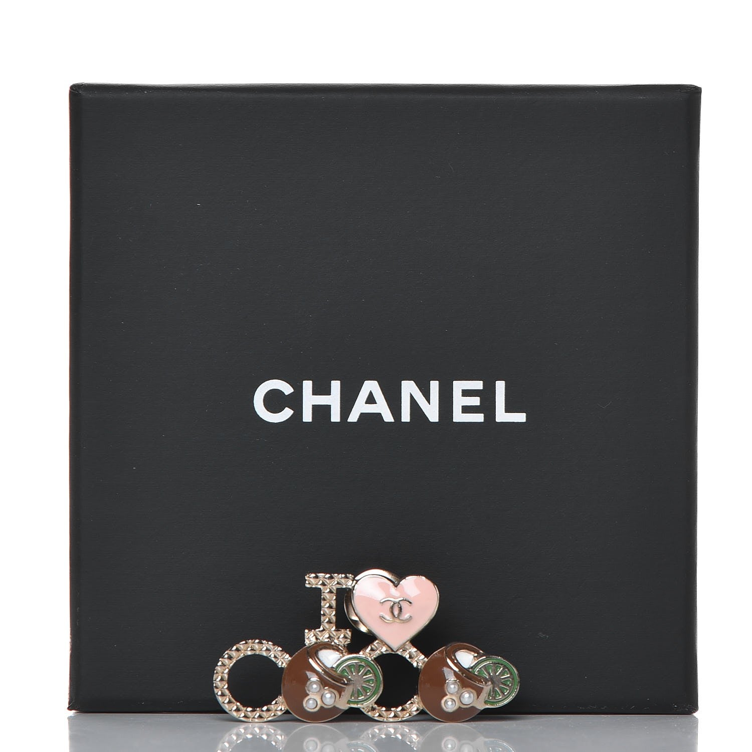 Chanel Metal Resin Pearl I Love Coco Brooch Gold Brown Pink 5 of 5