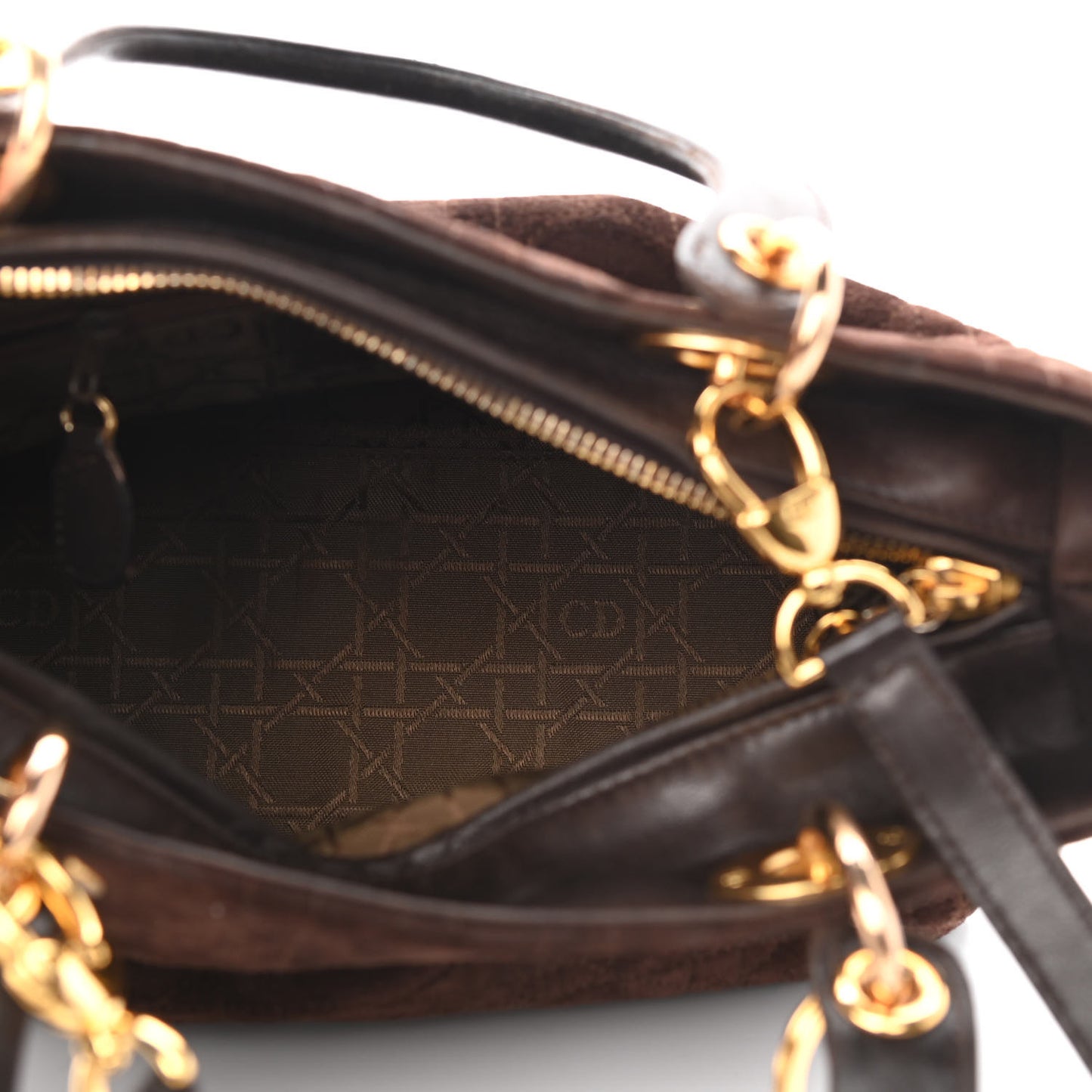 Suede Cannage Medium Lady Dior Brown