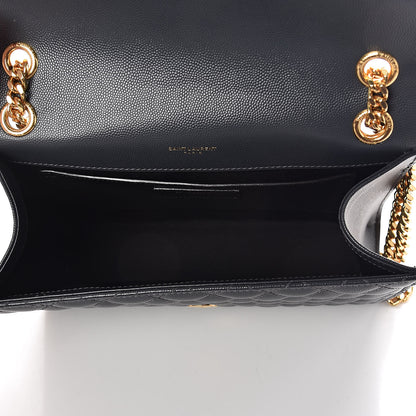 Saint Laurent Grain De Poudre Textured Mixed Matelasse Triquilt Medium Monogram Satchel Dark Smog 5 of 10
