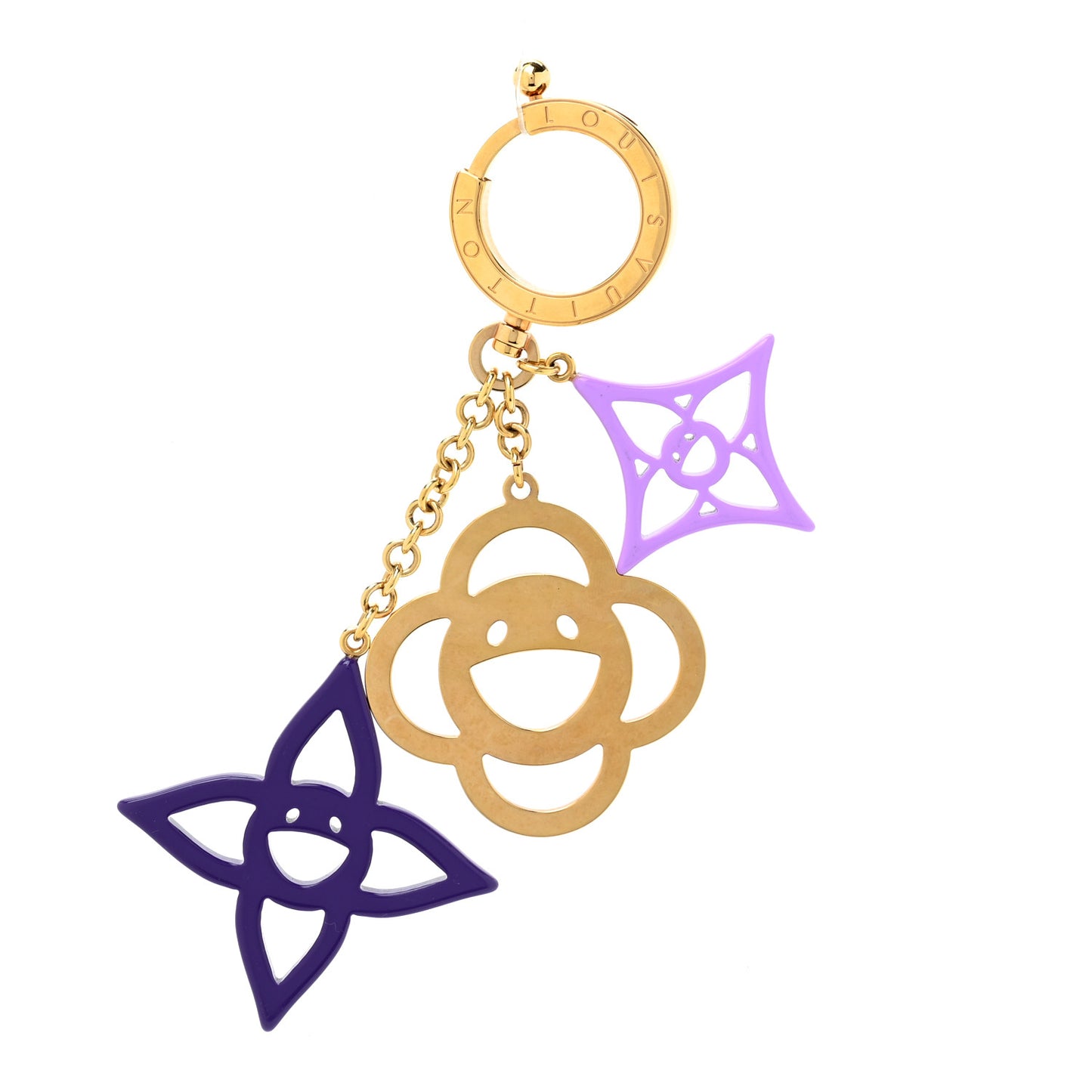 Brass Enamel Cosmic Blossom Bag Charm Violet