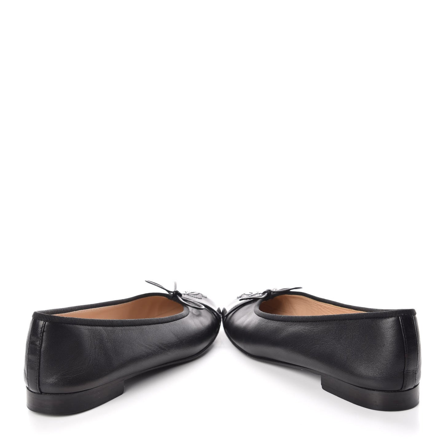Lambskin Patent CC Cap Toe Ballerina Flats 36 Black