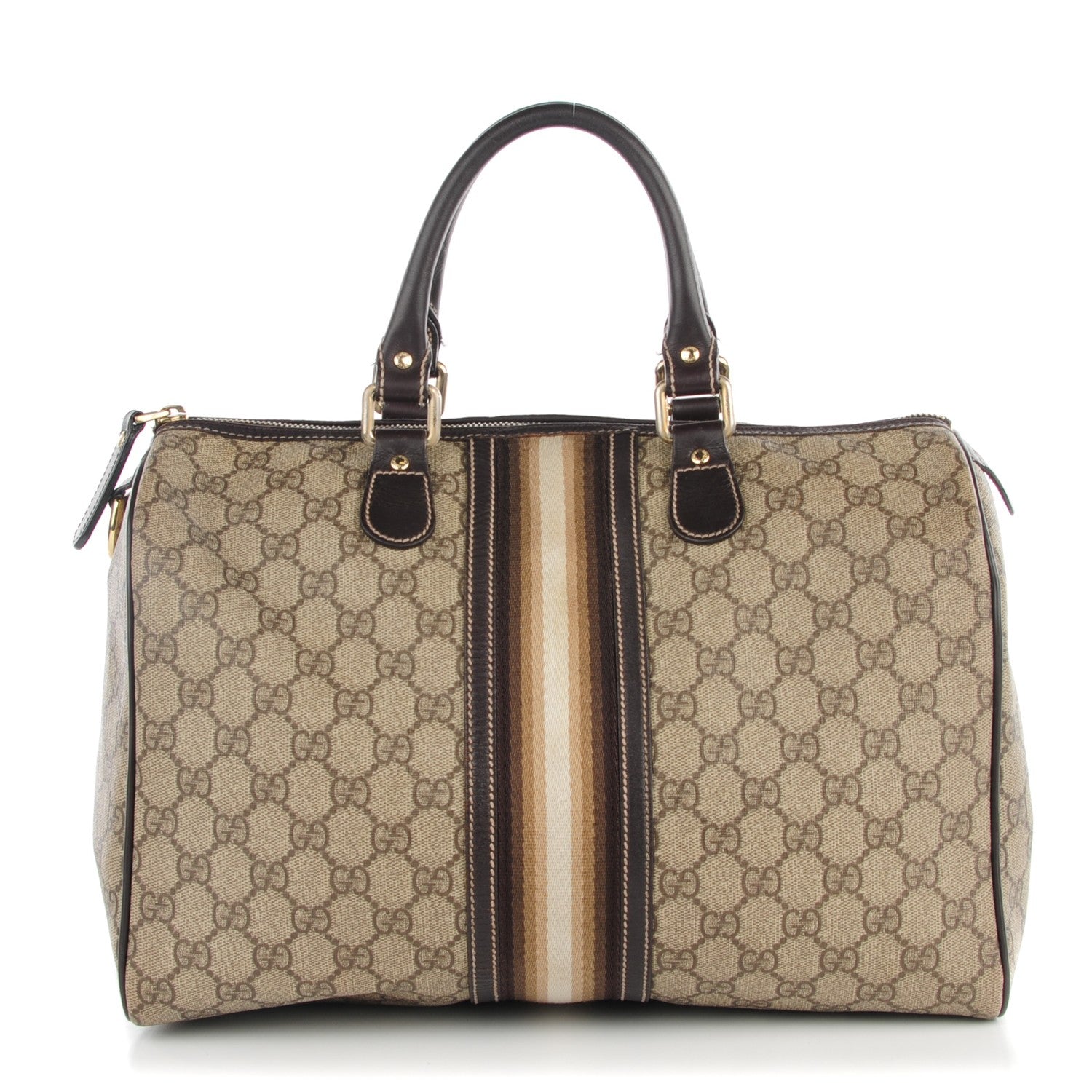 Gucci GG Plus Monogram Web Medium Joy Boston Dark Brown 1 of 12