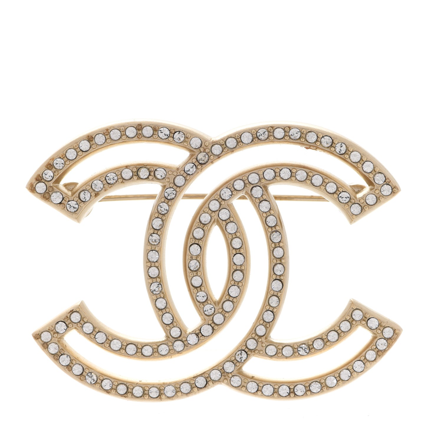Crystal CC Brooch Light Gold