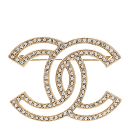 Chanel Crystal CC Brooch Light Gold 1 of 5