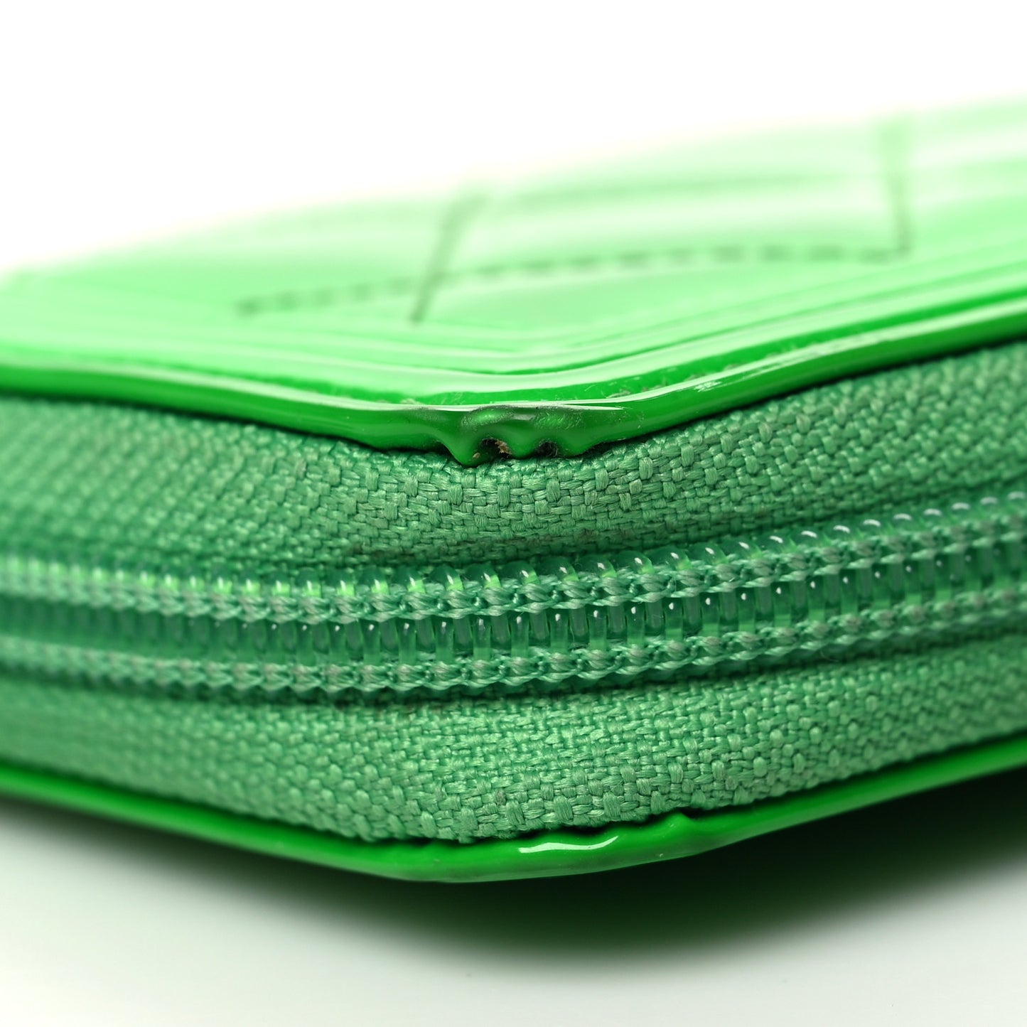 Patent Quilted Small Boy Zip Around Wallet Green
