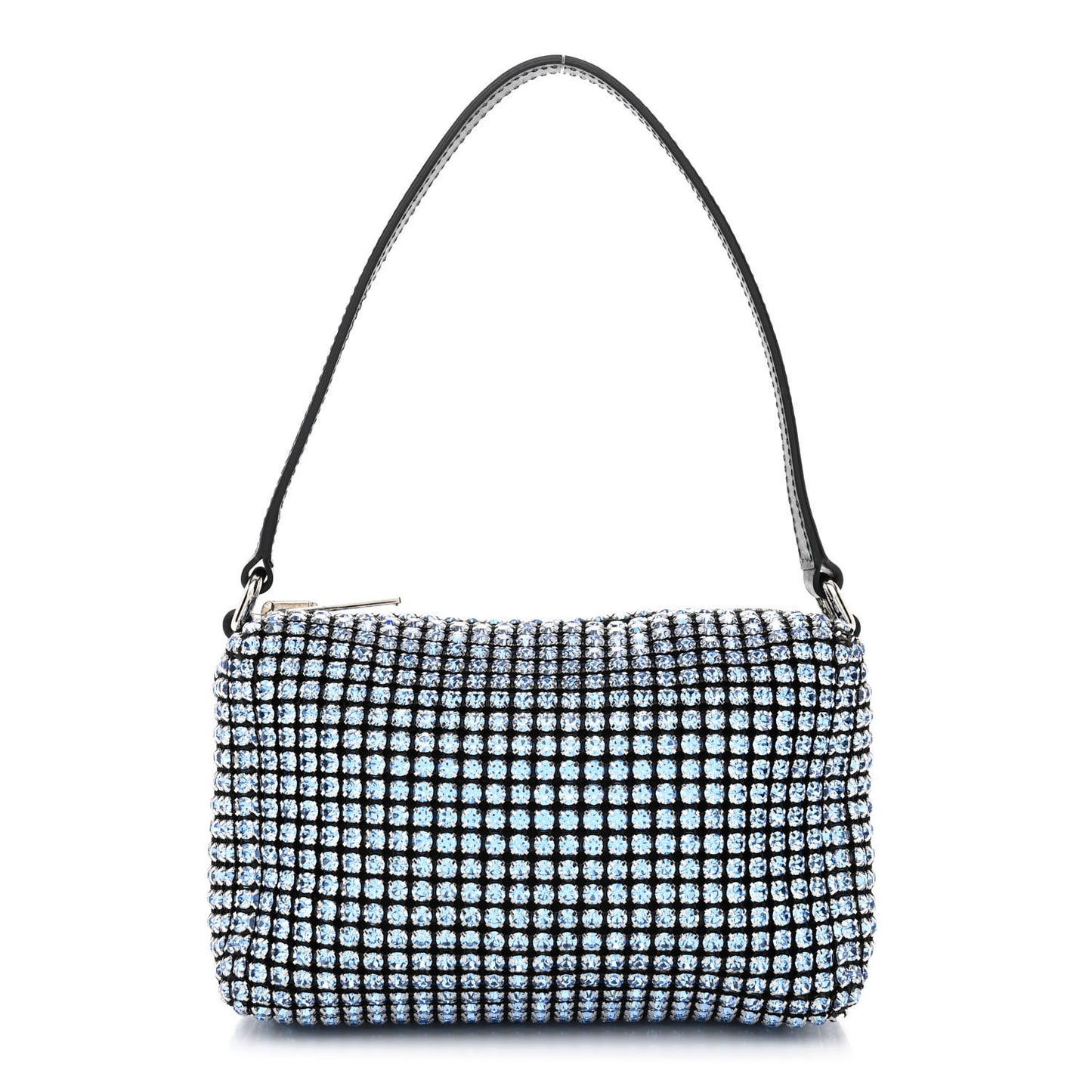 Mesh Crystal Rhinestone Mini Heiress Pouch Baby Blue