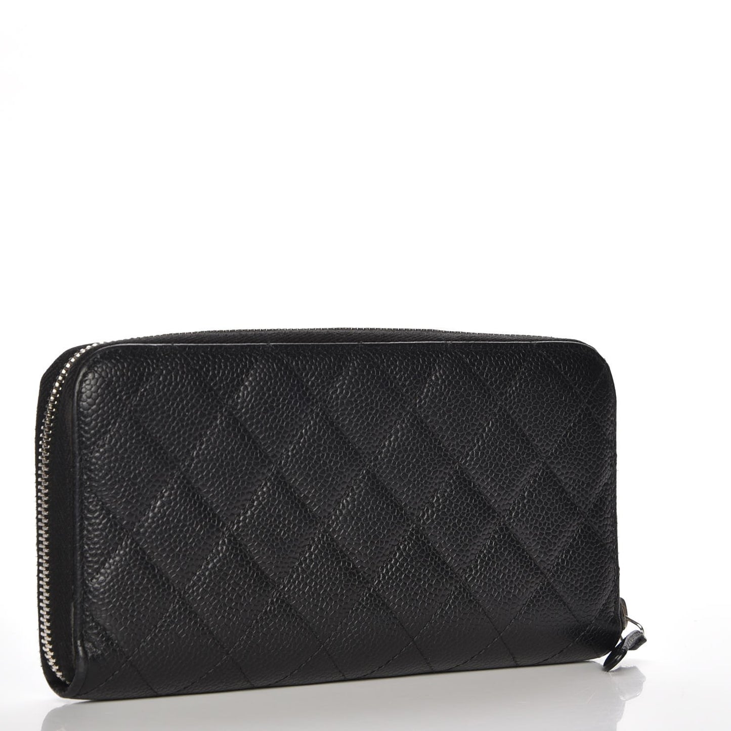 Caviar Quilted Large Gusset Zip Around Wallet Black