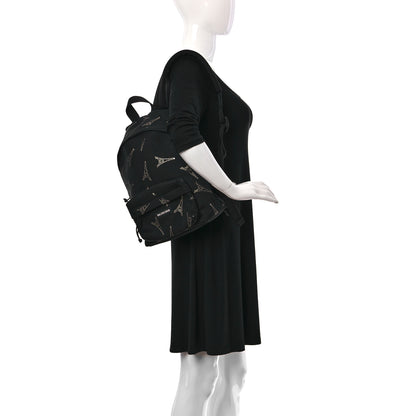 Balenciaga Canvas Crystal Embellished Eiffel Tower Explorer Backpack Black 2 of 9