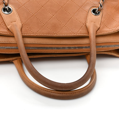 Chanel Grained Vegetal Calfskin Stitched Shopping Tote Tan 17 of 23