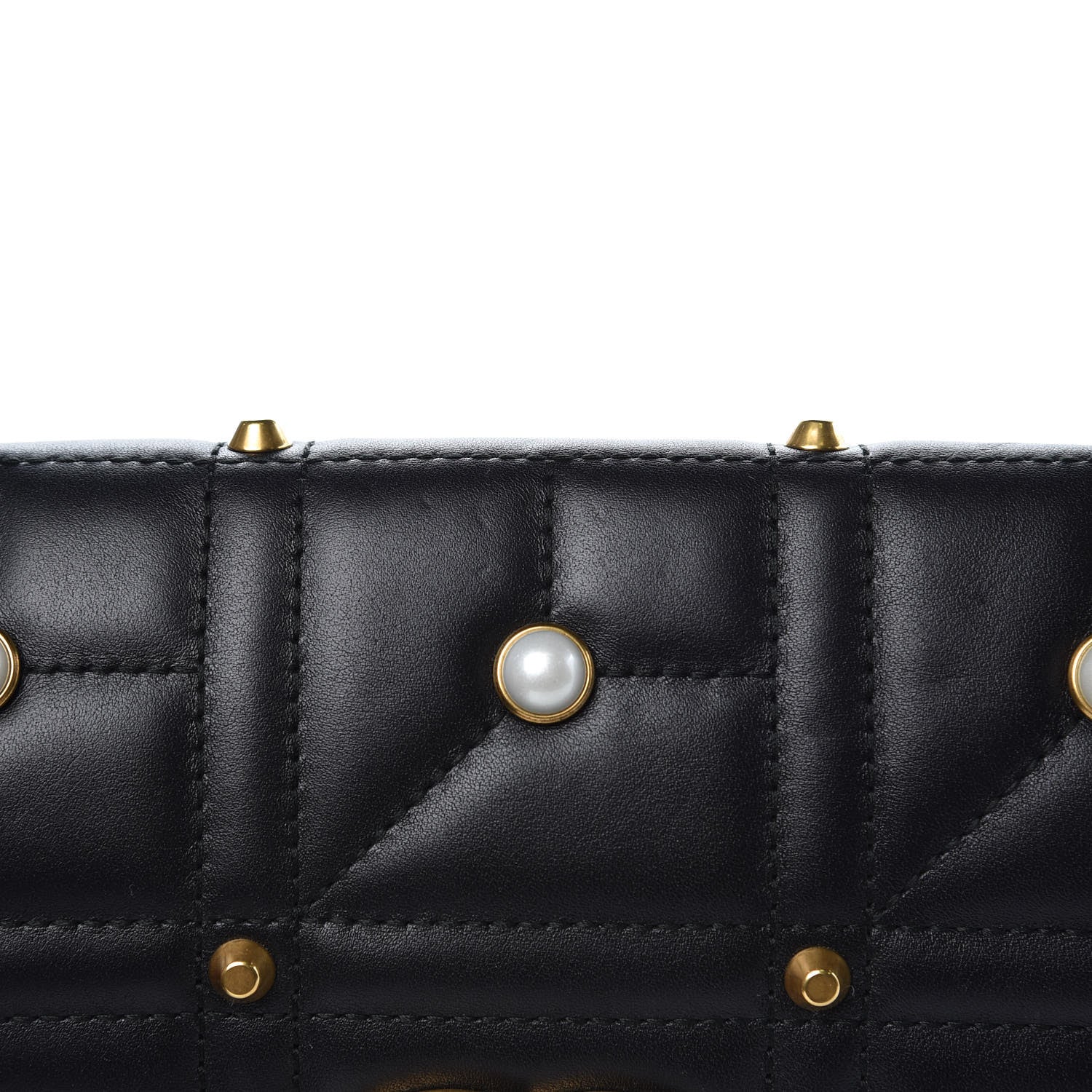 Gucci Calfskin Matelasse Studded Small Pearly GG Marmont Shoulder Bag Black 9 of 9