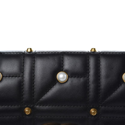 Gucci Calfskin Matelasse Studded Small Pearly GG Marmont Shoulder Bag Black 9 of 9