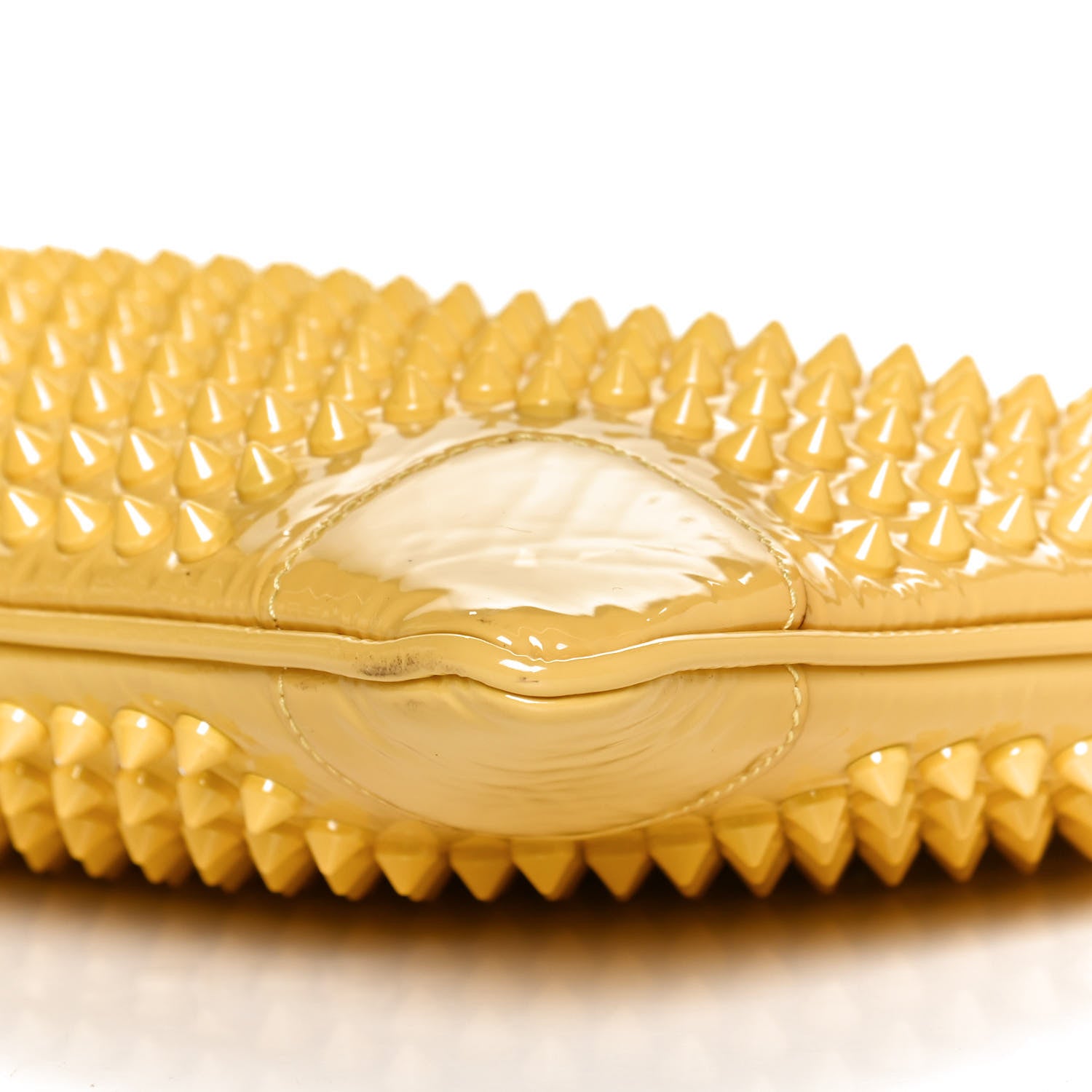 Christian Louboutin Patent Calfskin Studded Loubiposh Chain Clutch Yellow 10 of 14