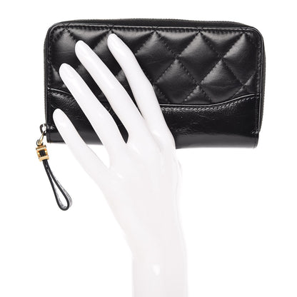Chanel Aged Calfskin Quilted Small Gabrielle Zip Around Wallet Black 2 of 10