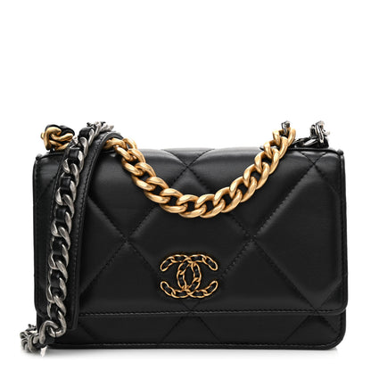 Chanel Goatskin Quilted Chanel 19 Wallet On Chain WOC Black 1 of 10