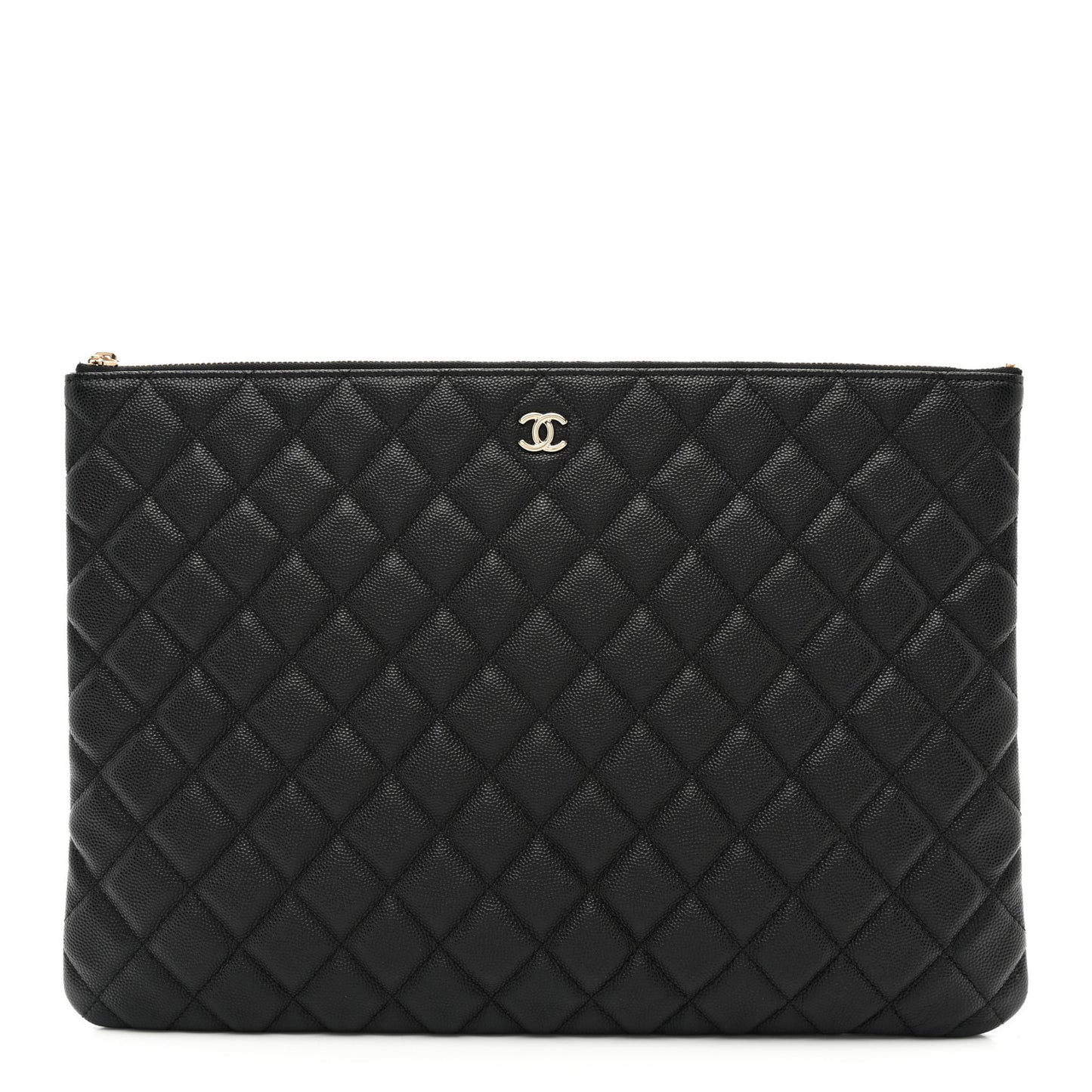Caviar Quilted Large Cosmetic Case Black
