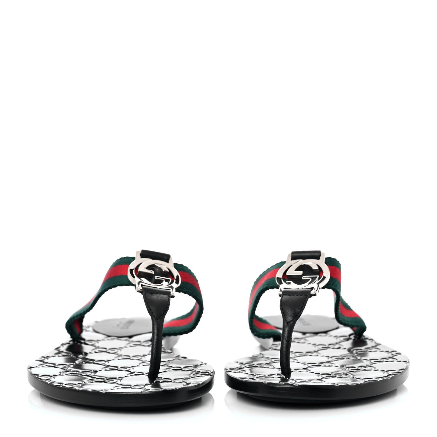 Nylon Guccissima Web Womens Thong Sandals 35 Green Red Black
