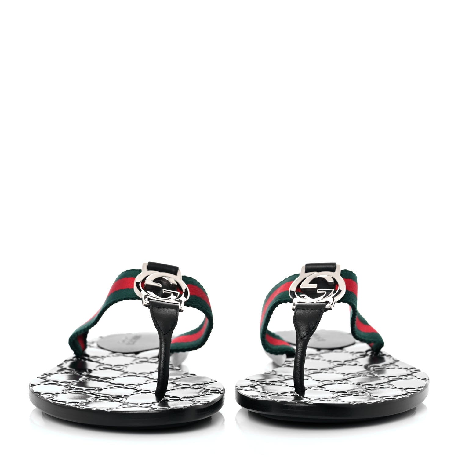 Gucci Nylon Guccissima Web Womens Thong Sandals 35 Green Red Black 2 of 8