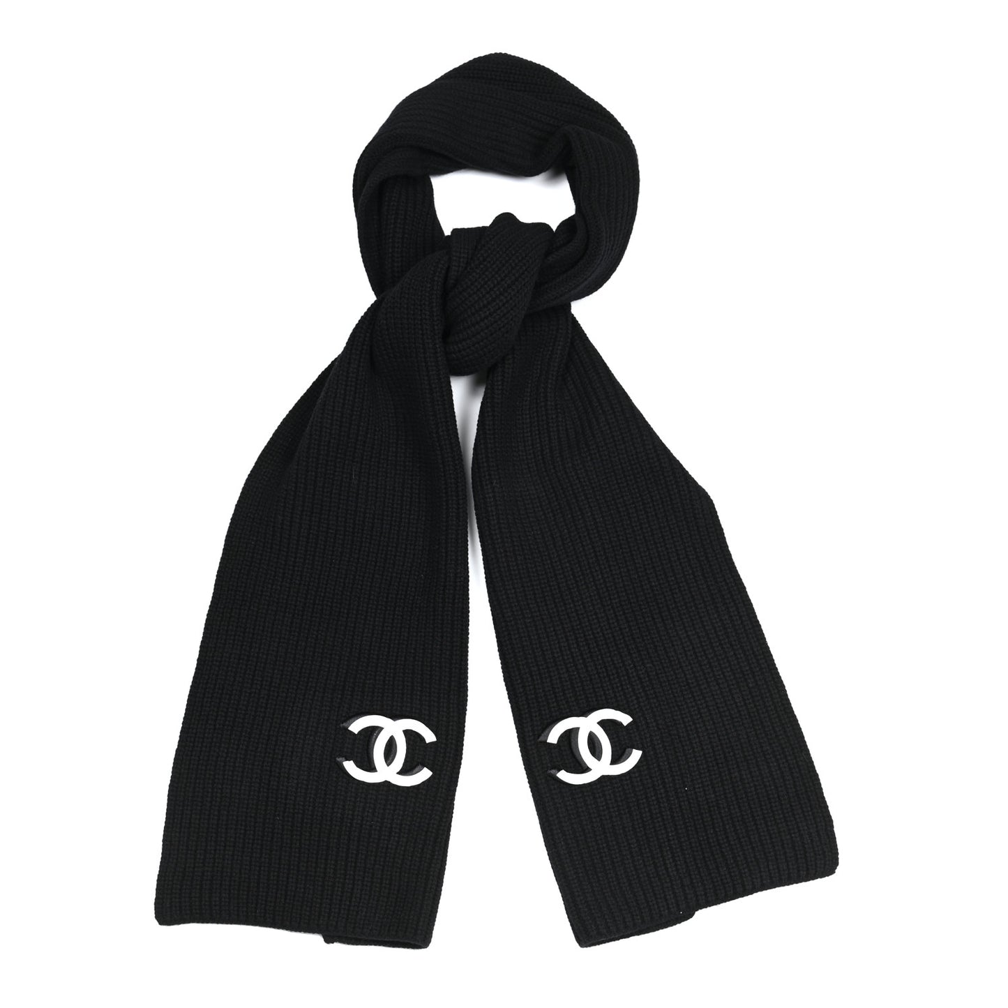 Wool Cashmere CC Scarf Black White