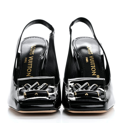 Louis Vuitton Patent Calfskin Shake Slingback Pumps 36 Black 3 of 10