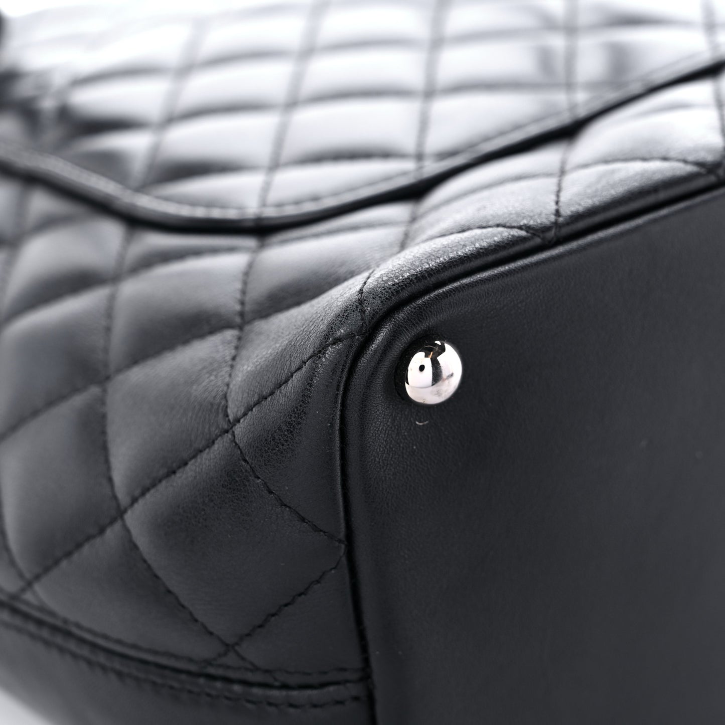 Calfskin Quilted Medium Cambon Tote Black