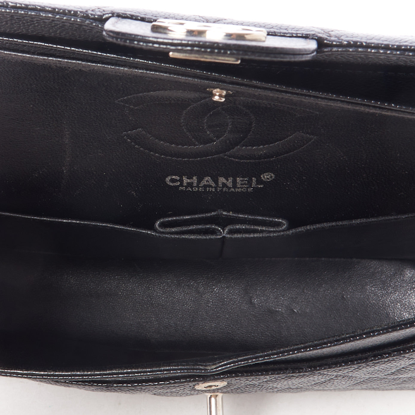 Caviar Quilted Small Double Flap Black