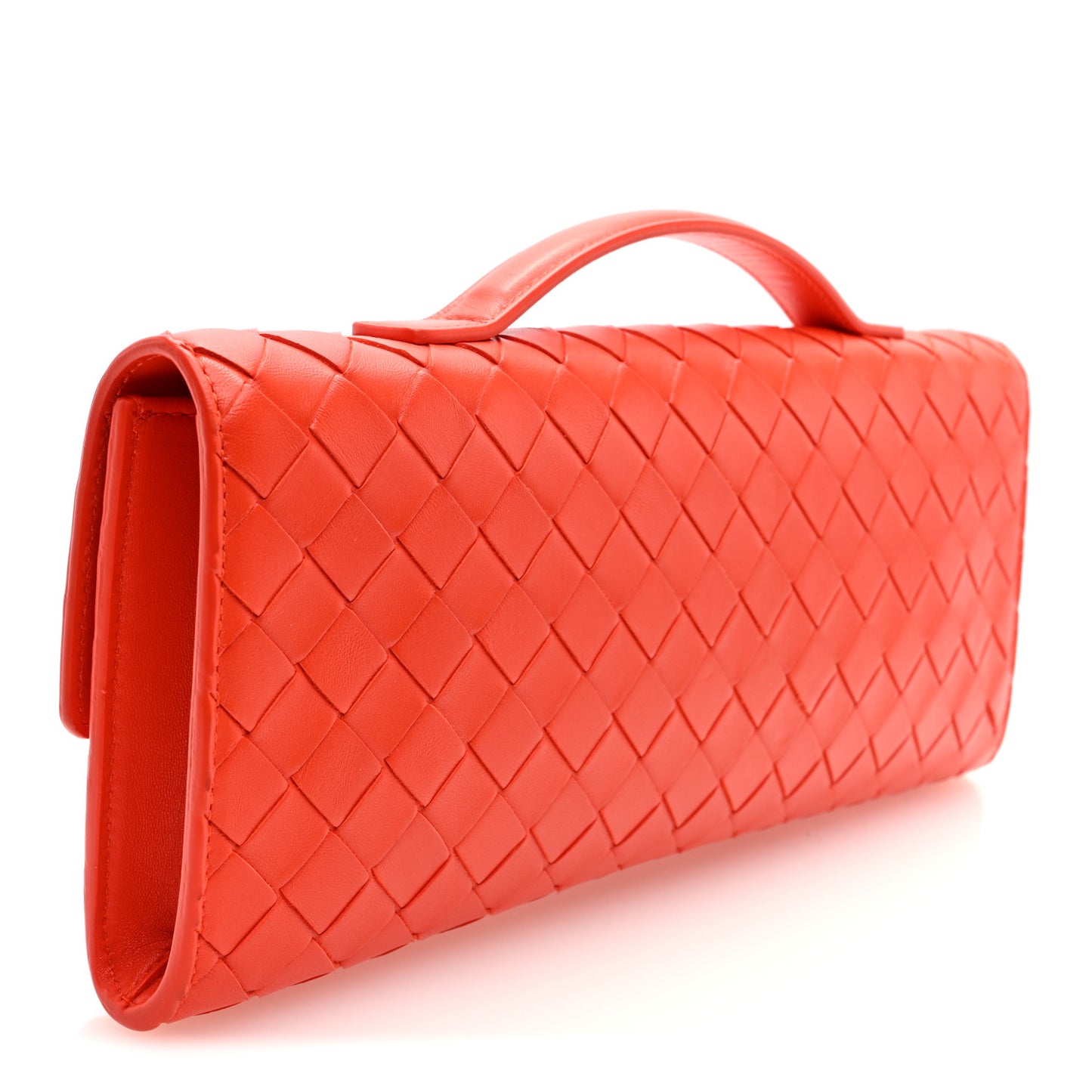 Nappa Intrecciato Long Andiamo Top Handle Clutch Orange