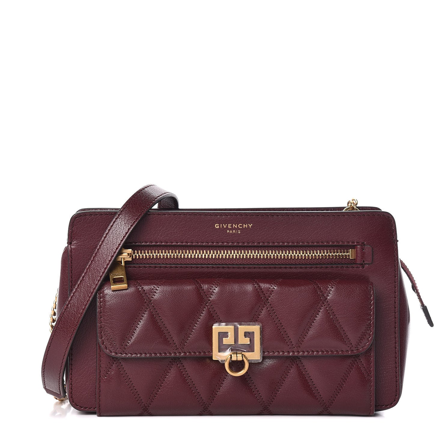 Goatskin Diamond Quilted Pocket Crossbody Aubergine