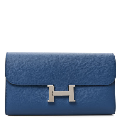 Hermes Epsom Constance Verso Long Wallet Bleu Agate Gris Mouette 1 of 6