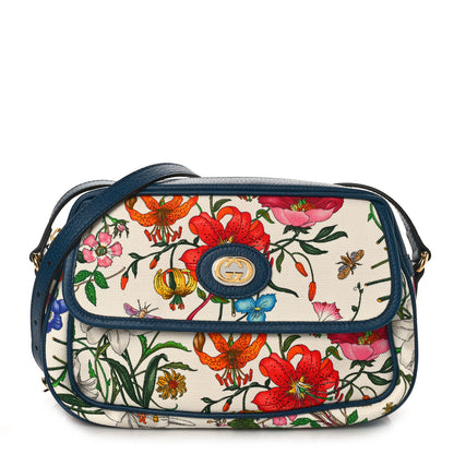 Gucci Canvas Flora Floral Shoulder Bag White Blue Agata Mulitcolor 1 of 9