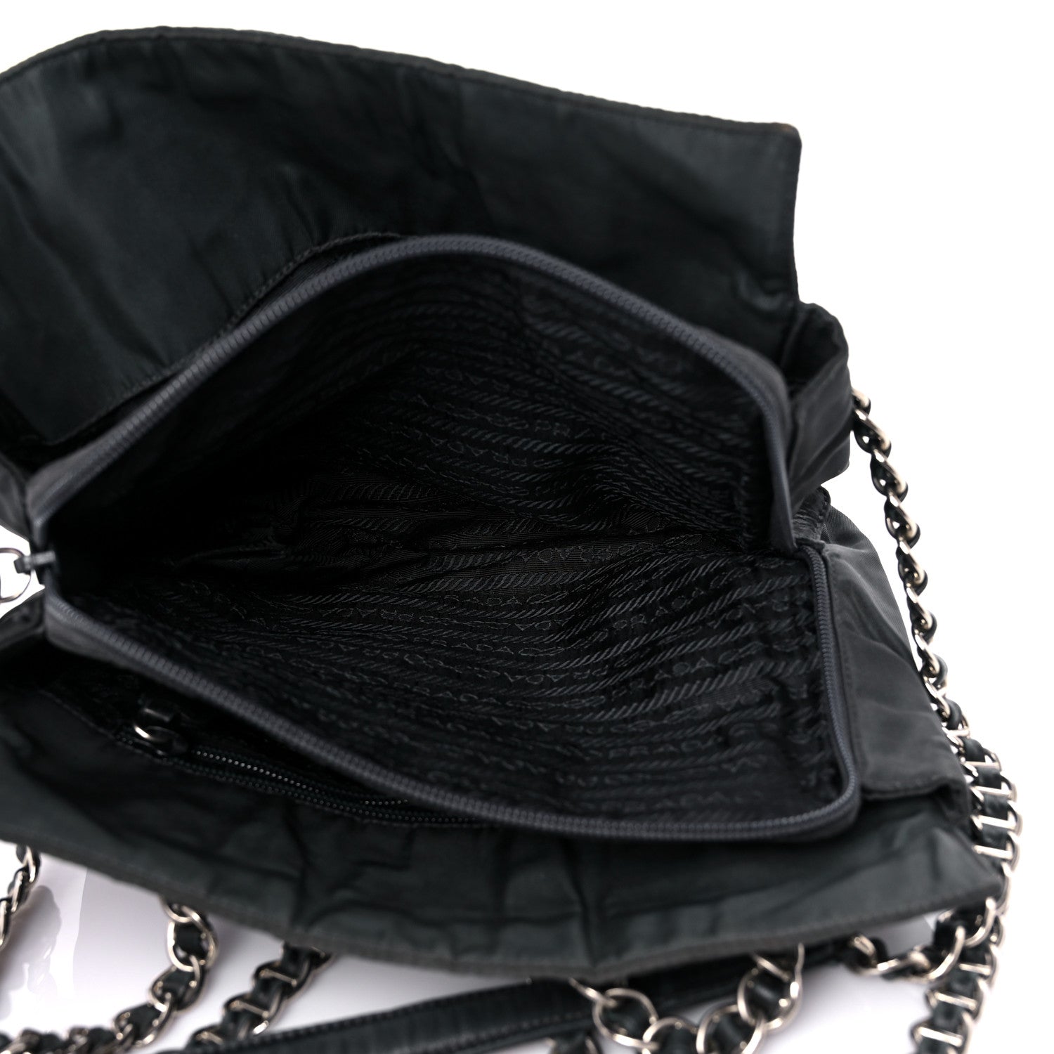 Prada Tessuto Nylon Chain Shoulder Bag Asfalto 4 of 19