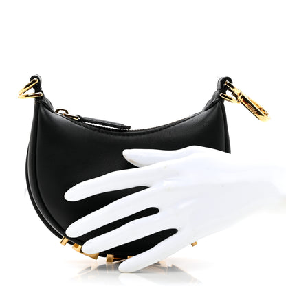 Fendi Vitello Grace Matte Nano Fendigraphy Hobo Charm Black 3 of 8