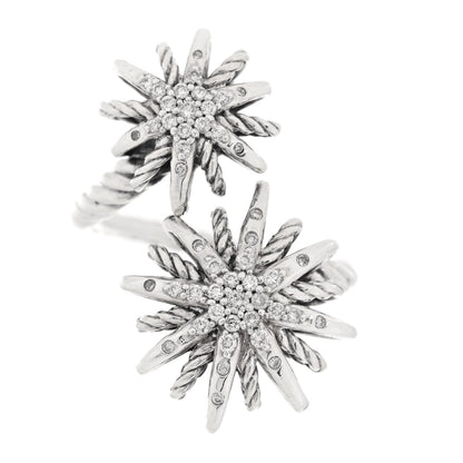 David Yurman Sterling Silver Diamond 28mm Open Starburst Ring 52 6 1 of 4
