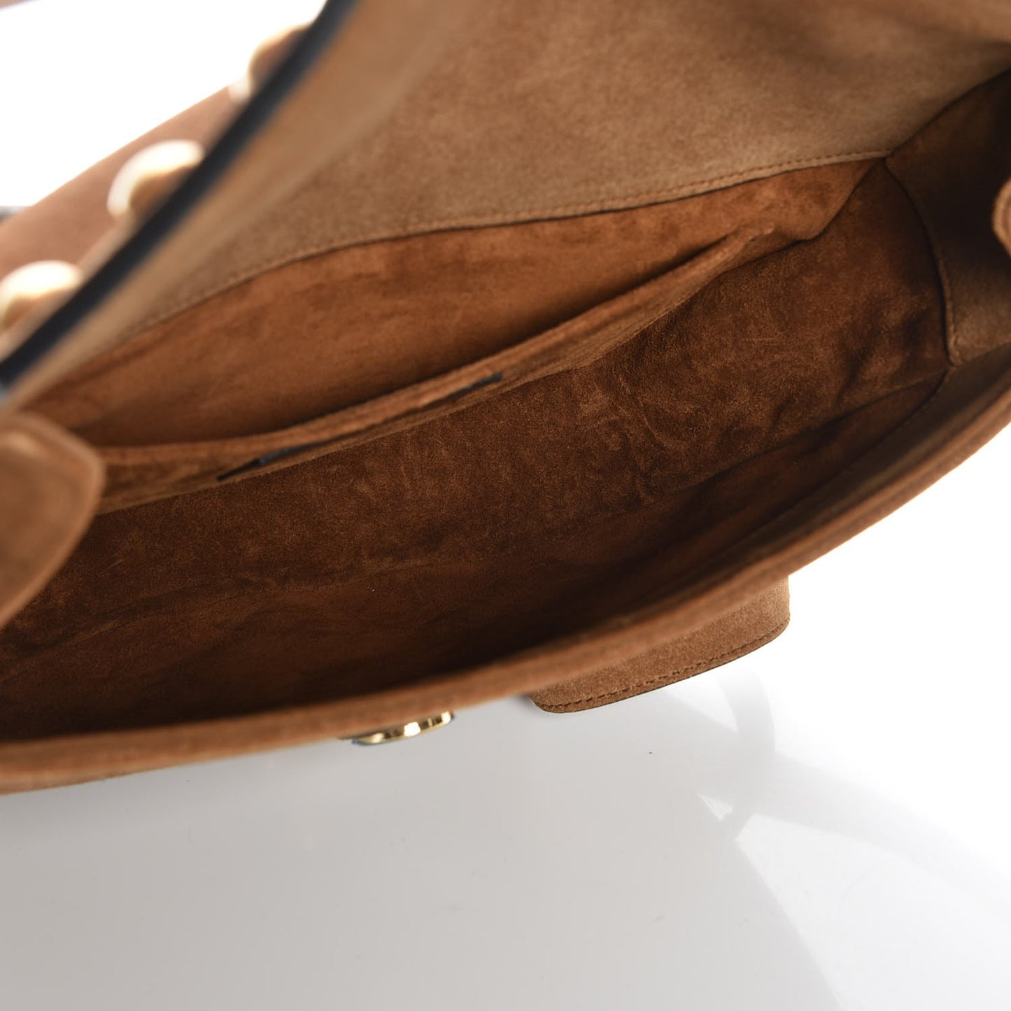 Suede Y Studs Satchel Light Ochre