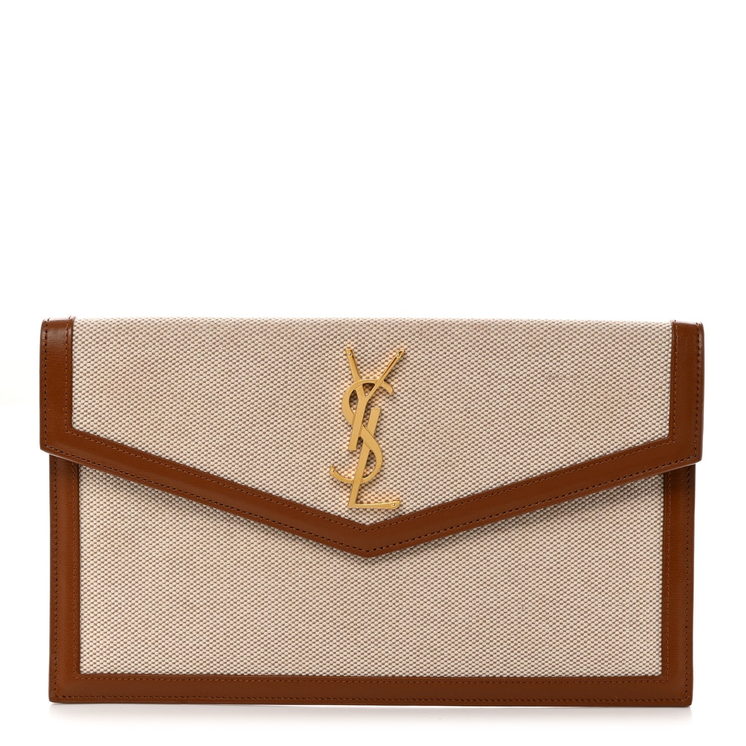 Saint Laurent Canvas Uptown Pouch Natural Beige Brick 1 of 7