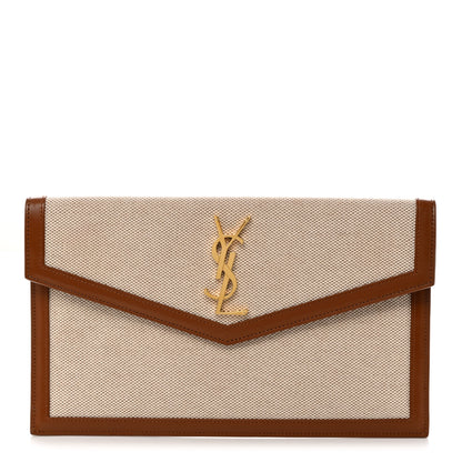Saint Laurent Canvas Uptown Pouch Natural Beige Brick 1 of 7