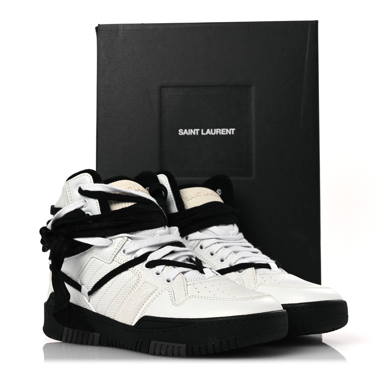 Calfskin Smith High Top Sneakers 41 White Black