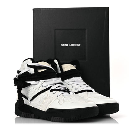 Saint Laurent Calfskin Smith High Top Sneakers 41 White Black 11 of 11