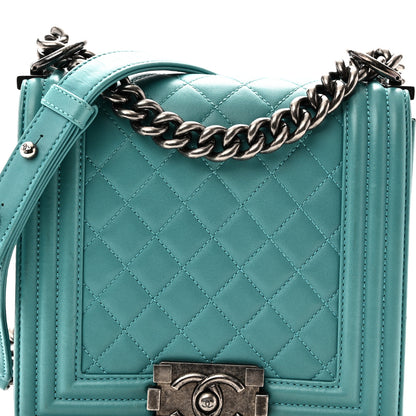 Chanel Calfskin Quilted North South Boy Flap Turquoise 8 of 10
