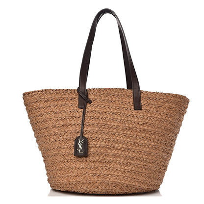 Saint Laurent Raffia Calfskin Medium Panier Tote 1 of 10